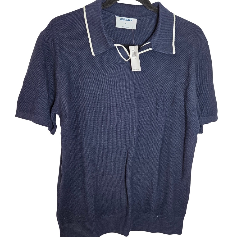 NWT Old Navy 100% Cotton Knit Polo Sweater Short Sleeve Preppy Contrast Trim